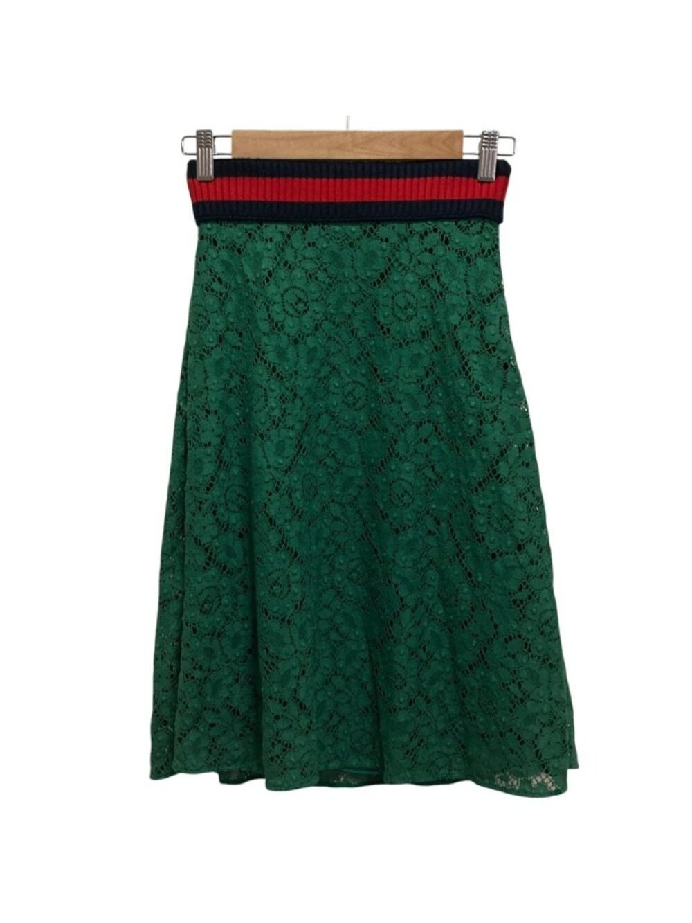 Gucci Web Line Knee-Length Lace Skirt Green Spring Summer Fall Winter 36